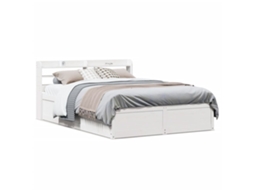 Estrutura Cama C/ Cabeceira 135x190 Cm Pinho Maciço Branco