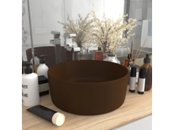 Vidaxl Lavatório Luxuoso Redondo 40x15cm Cerâmica Castanho-escuro Mate