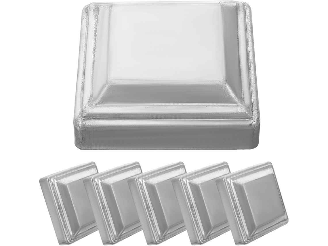 Conjunto De 6 Tampas De Metal Prateado Para Postes, 80x80 Mm.