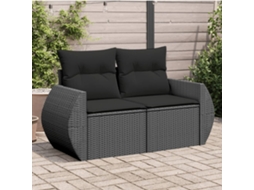 Sofá De Jardim Com Almofadões 2 Lugares Vime Pe Preto Dkd Home Decor