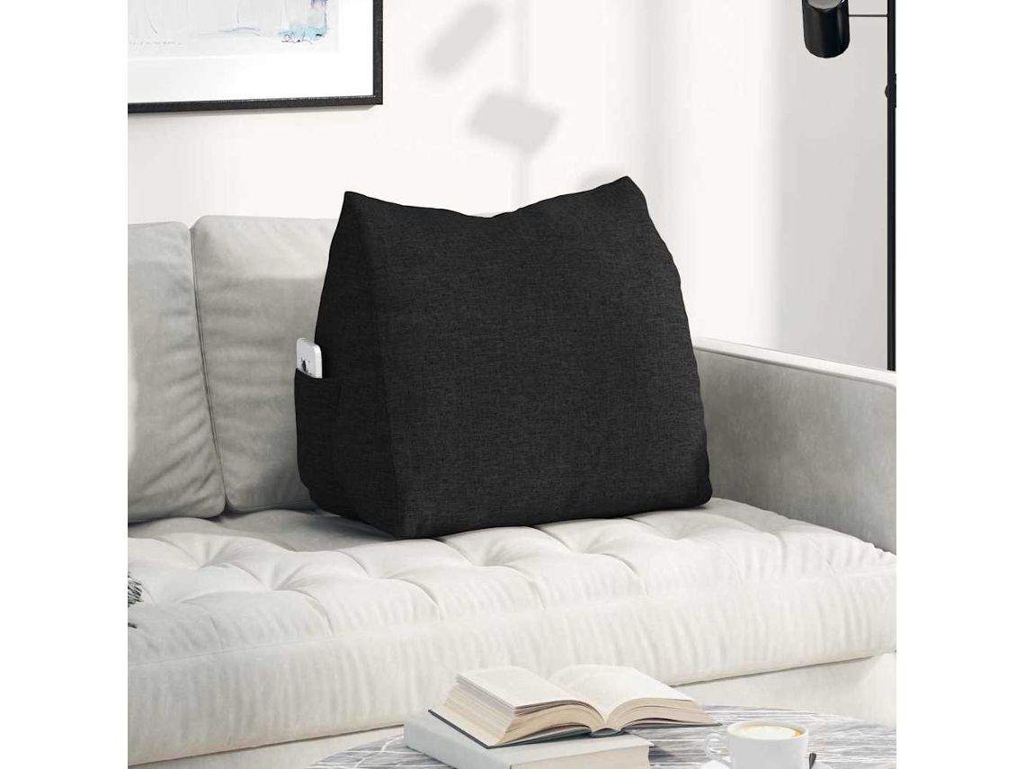 Vidaxl Travesseiro Para Costas Preto 60 X 20 X 50 Cm Tecido