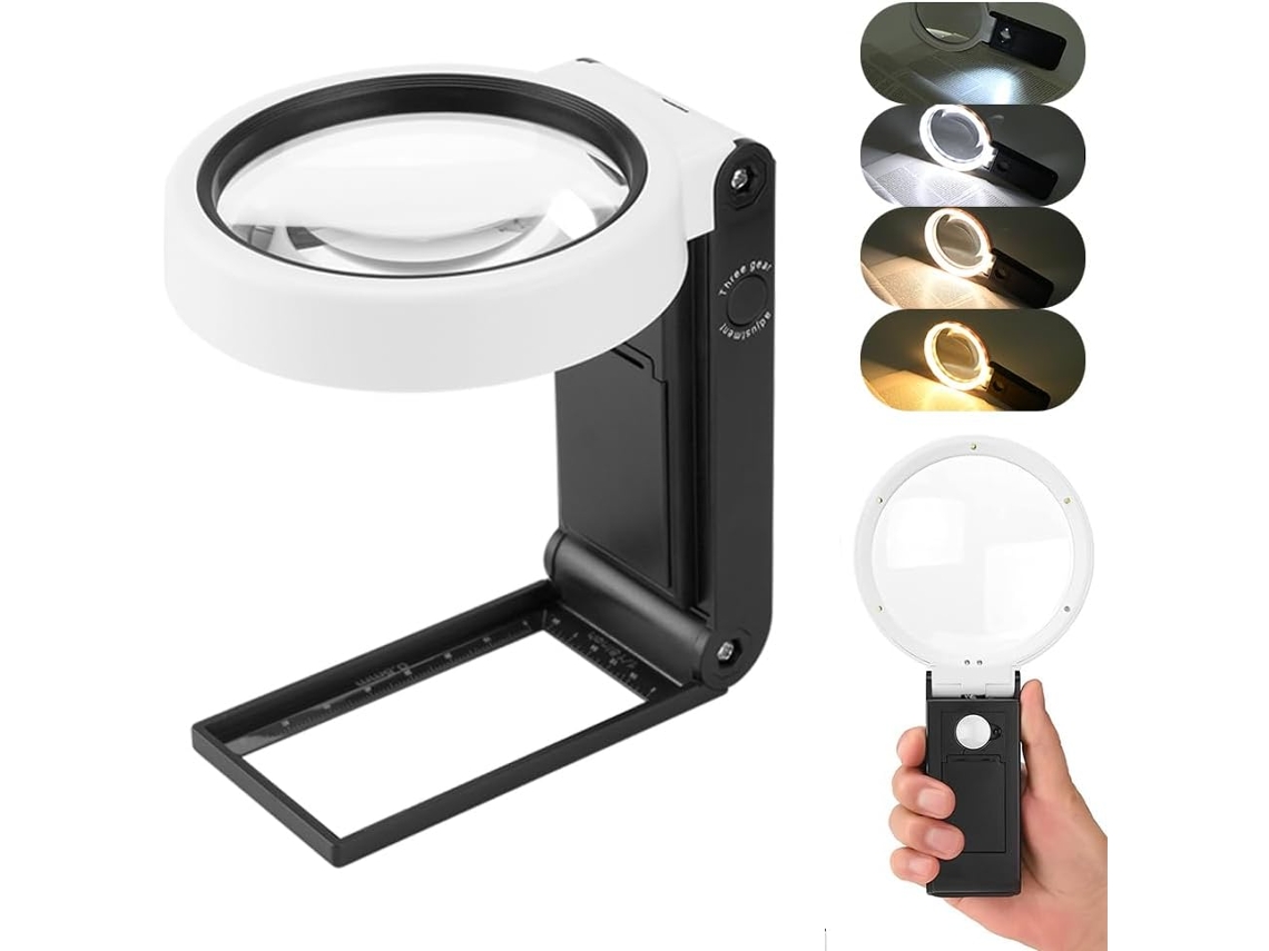 Lupa De Aumento 10x 25x Com Luz E Suporte, Modelo Vertical Portátil. Aquaforge