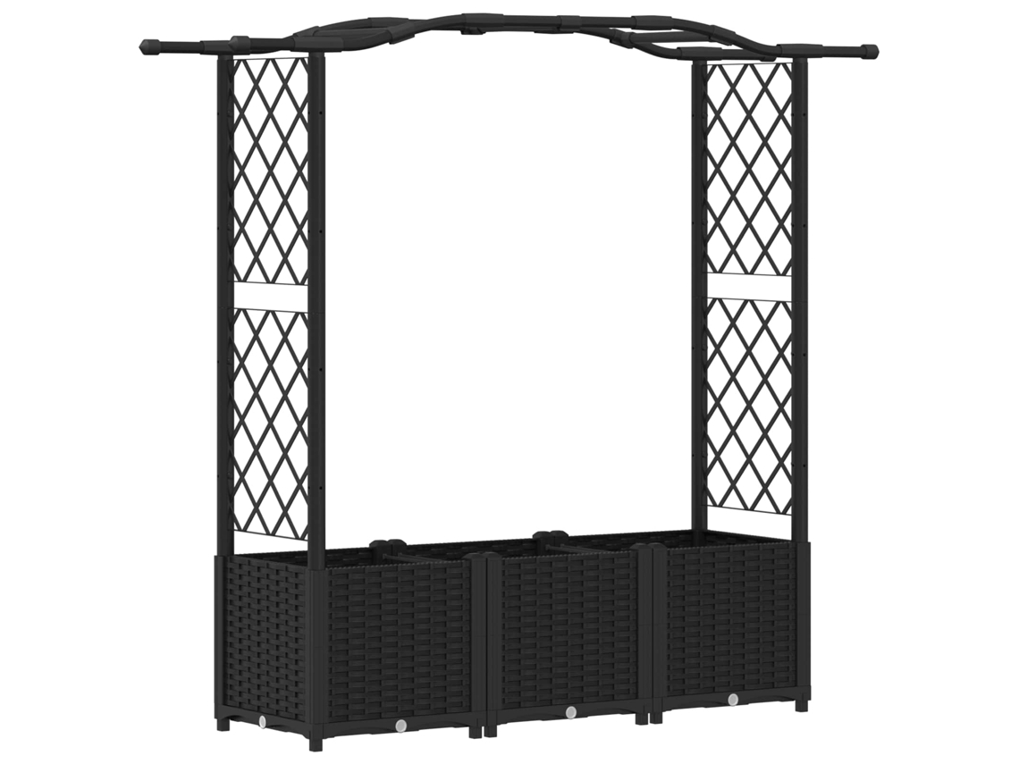 Vidaxl Cama Elevada Com Treliça E Telhado Preto 164 X 40 X 142 Cm Pp