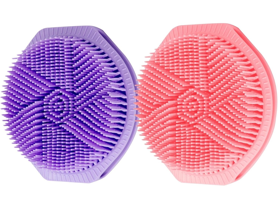 Bestyash Conjunto De 2-escovas Banho Silicone Dupla Face Para Esfoliação E Limpeza Suave Do Corpo Com Cabo Ergonômico