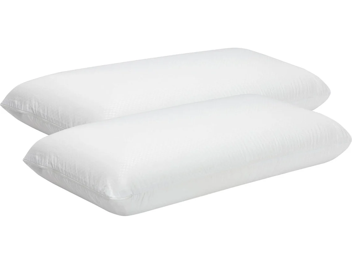 Pacote de 2 Almofadas Pikolin Home Visco ergonômicos com Capa Dupla Adaptável (80X35Cm) Branco