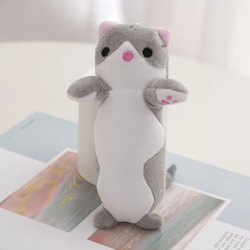 Novo Chaveiro de Pelúcia de Gato Comprido, Brinquedo Fofo e Macio para Bolsa. MDUG (cinza)