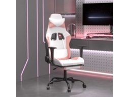 Vidaxl Cadeira Gaming Massagens C/ Apoio Pés Couro Artif. Branco/rosa