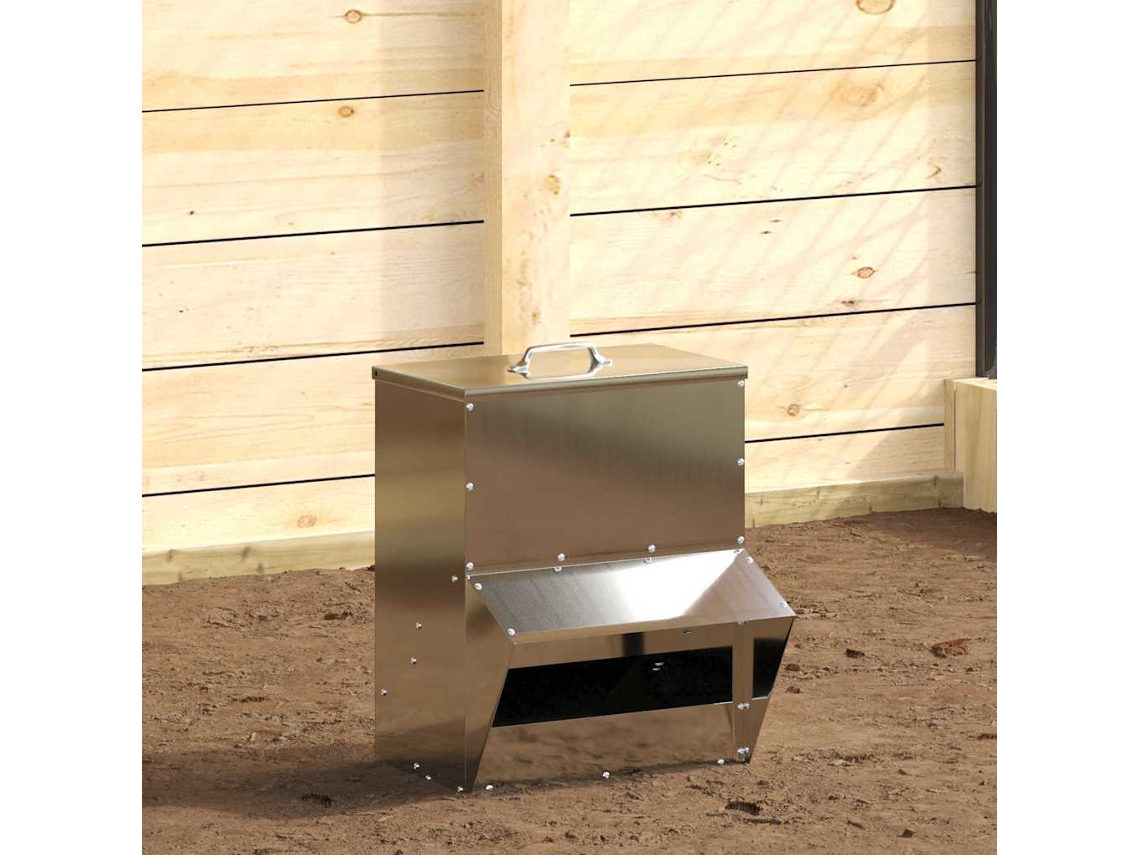 Vidaxl Comedouro Para Galinha Prateado 20 X 25 X 35 Cm Aço Galvanizado