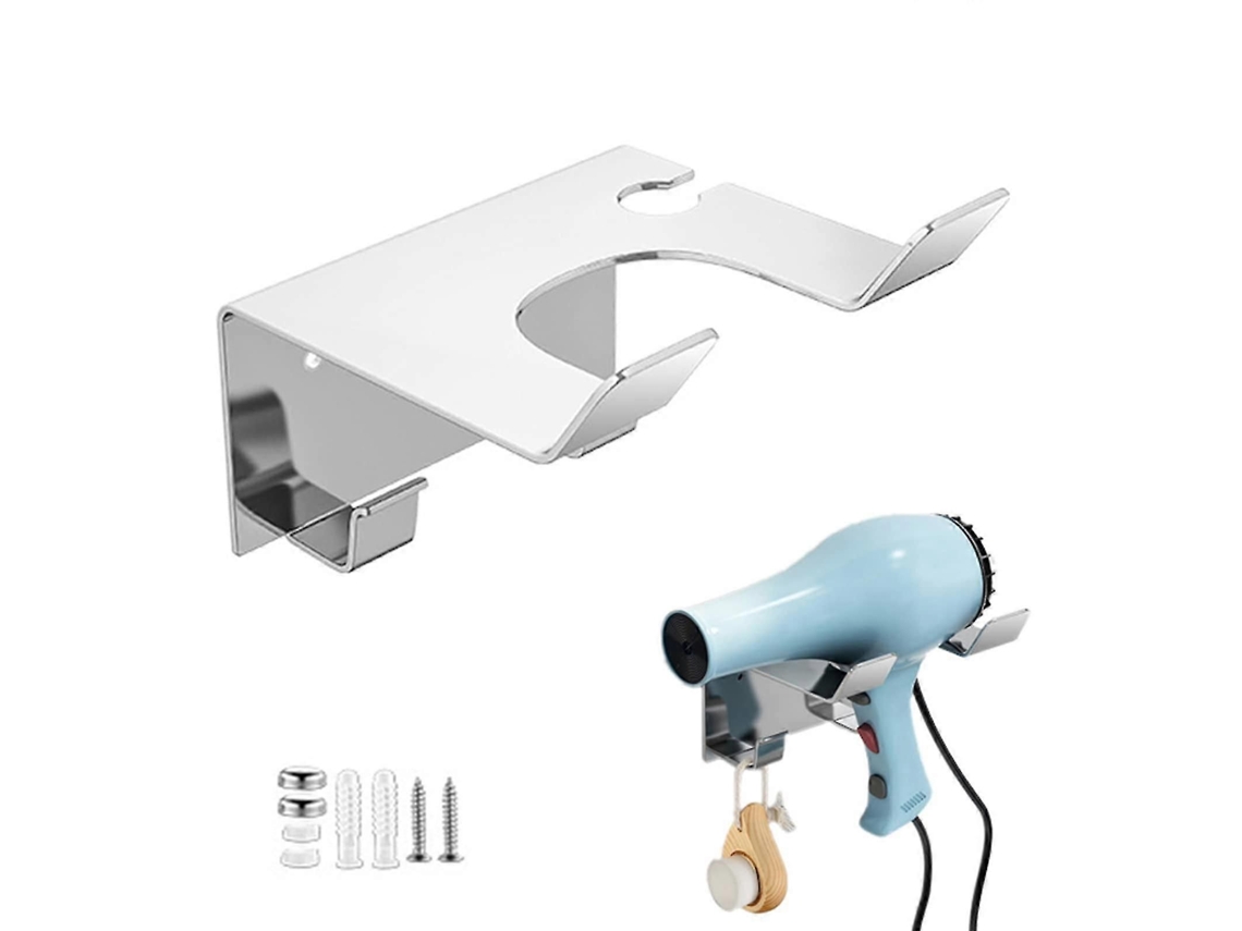 Suporte de Parede para Secador Cabelo Aço Inoxidável Compatível com Todos os Ti Pos Secadores Cabel GOKOCO