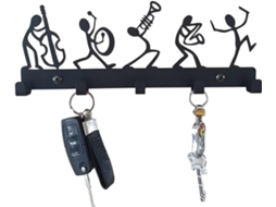 Porta chaves Criativo Preto com 5 Ganchos, Suporte para Cartas e Chaves, Gancho Decorativo de Metal para Cabide Parede no Corredor BRILVIBERA