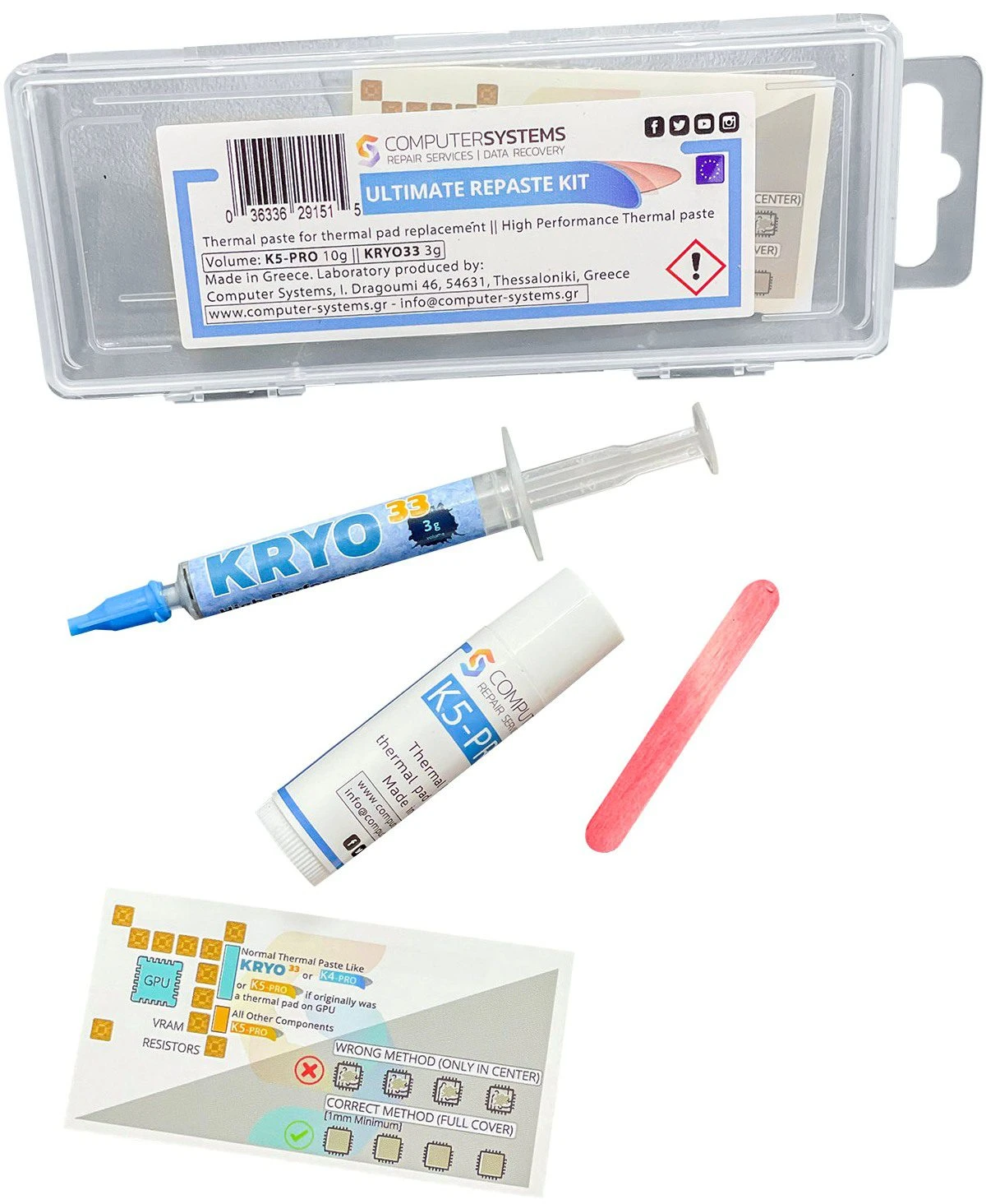 Ultimate Repaste Kit K5 Pro 10G e Kryo33 3G Conjunto de Substituição de Pasta Térmica e Massa Térmica