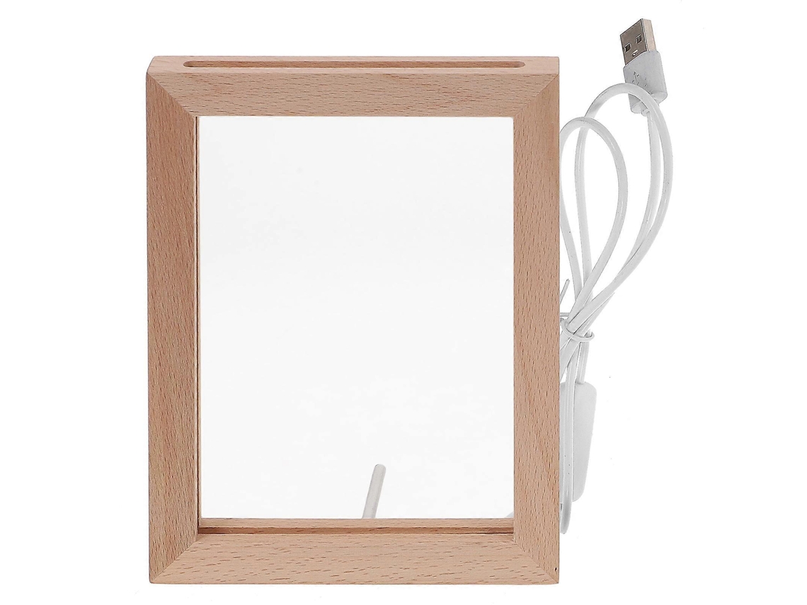 Rebe marco de Foto com Luz Led Marco de Madeira Iluminado para Lar Quadro com Luz Noturna 17x13x3cm
