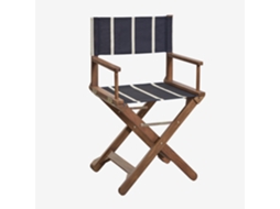 Pack de 4 Cadeiras Diretor Dobráveis Madeira Acácia Ridley Poliéster Azul Marinho SKLUM