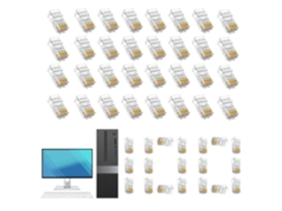 Pacote com 100 conectores RJ45 Cat6 para rede Ethernet de alta velocidade
