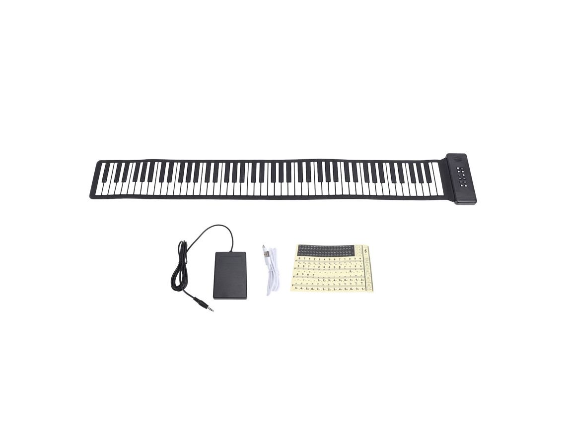 Walshlxq teclado Piano Flexível Enrolável 88 Teclas Silicone Bluetooth com Alto falante Portátil para Crianças Iniciantes