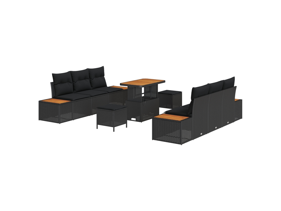 Sofá De Jardim Vidaxl Preto Vime Pe (90 X 55 X 71 Cm)