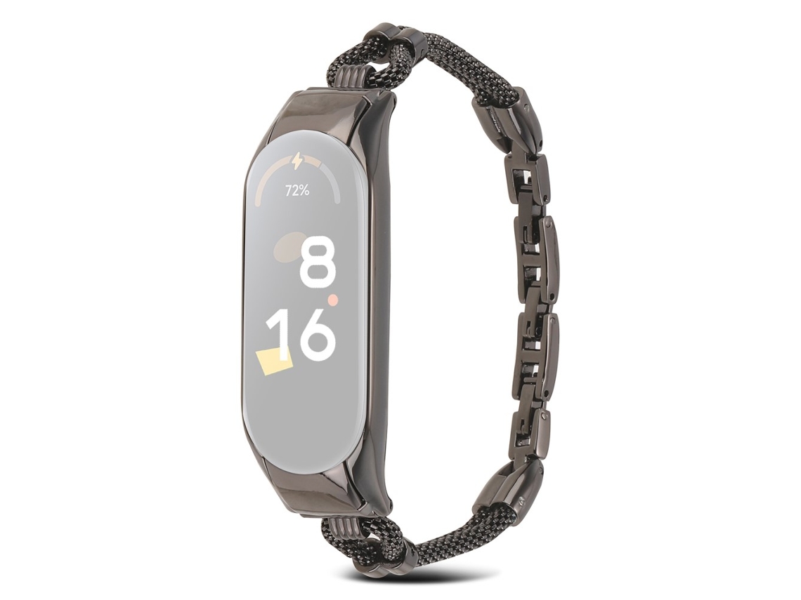 Bracelete de Metal com Delicada Corrente de Cobre para Xiaomi Mi Band 5/6 Preto