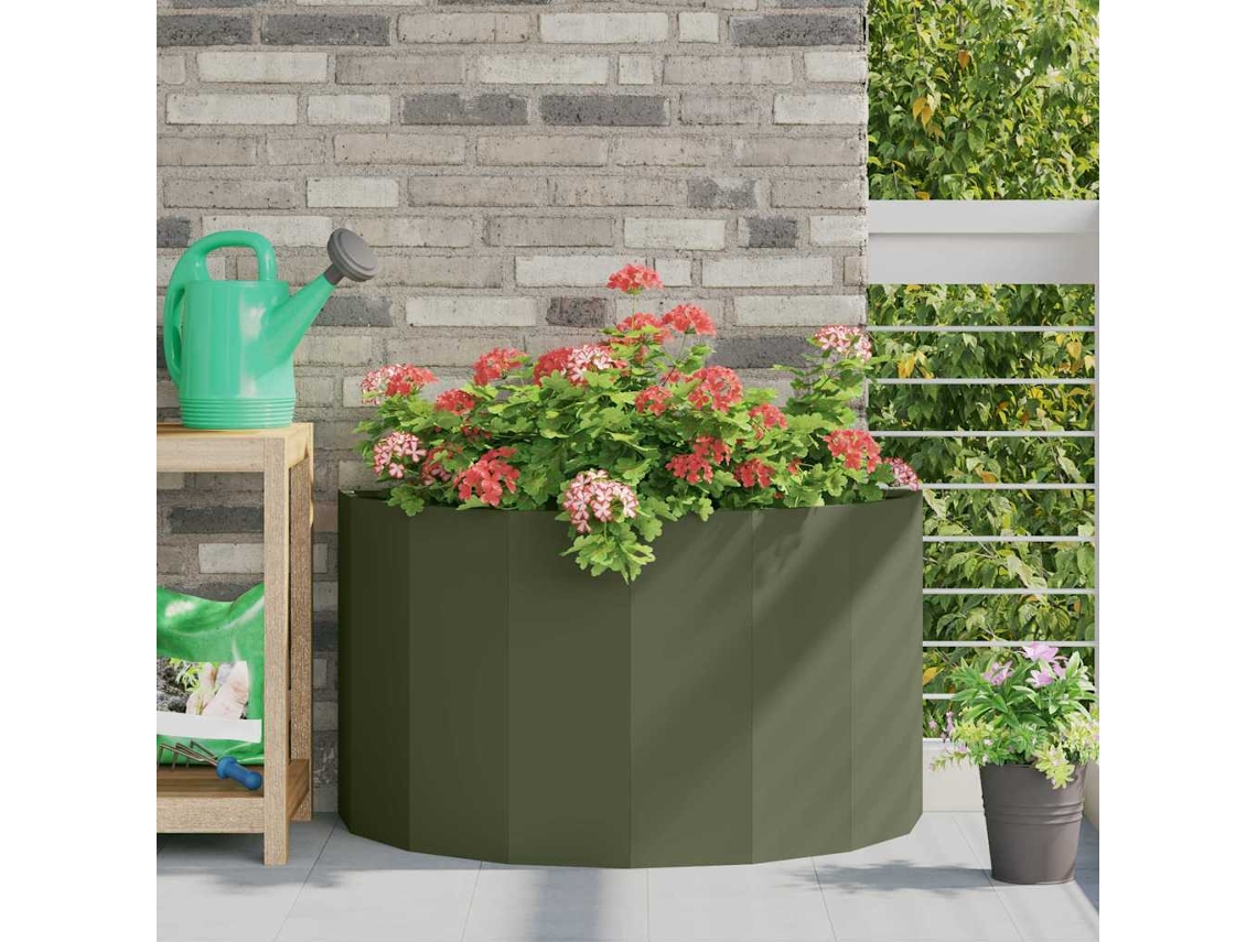 Vidaxl Floreira Verde Oliva 90 X 45 X 50 Cm Aço