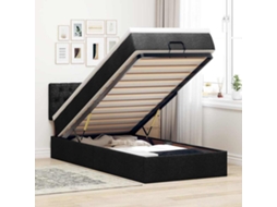 Vidaxl Estrutura De Cama Otomana Com Colchão Preto Tecido