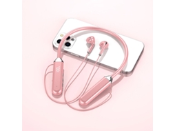 Fones de Ouvido Bluetooth com Faixa para Pescoço , Conectividade Sem Fio 5.2, Som Estéreo, Indicador de Bateria. MDUG (rosa)