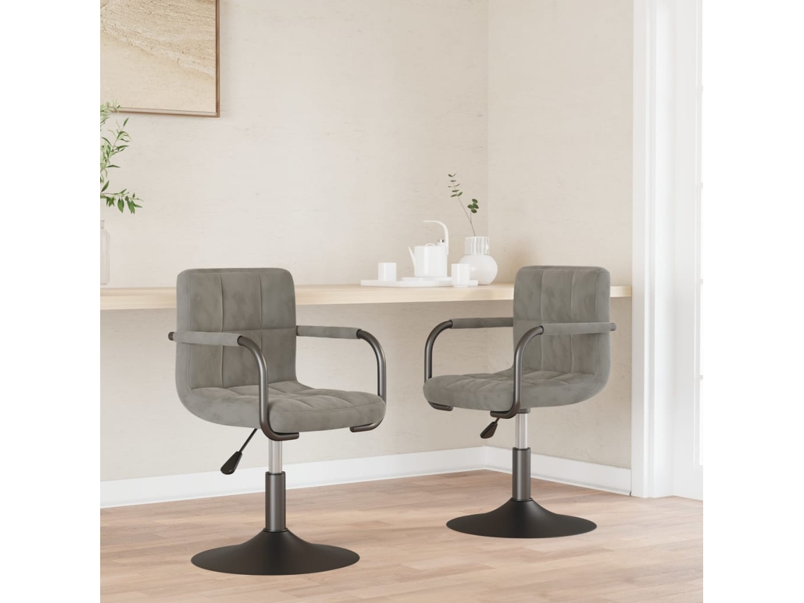 Vidaxl Cadeiras De Jantar Giratórias 2 Pcs Veludo Cinzento-claro