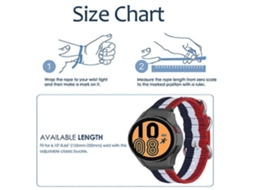 Pulseira De Lona Para Smartwatch, Compatível Com Watch 4 (40 Mm, 44 Mm) E Watch 4 Classic (46 Mm, 42 Mm), Nas Cores Azul, Branca E Vermelha Com 3
