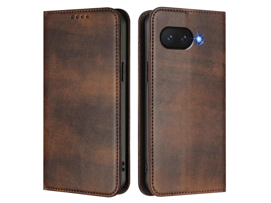 Capa Tipo Carteira Para Google Pixel 9a Com Textura Retrô E Bloqueio Rfid Em Couro