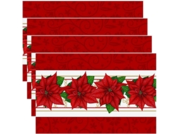 Manteles Individuales Navideños,juego De 4 Manteles Individuales Navideños, Adornos Navideños Para El Hogar, Flores
