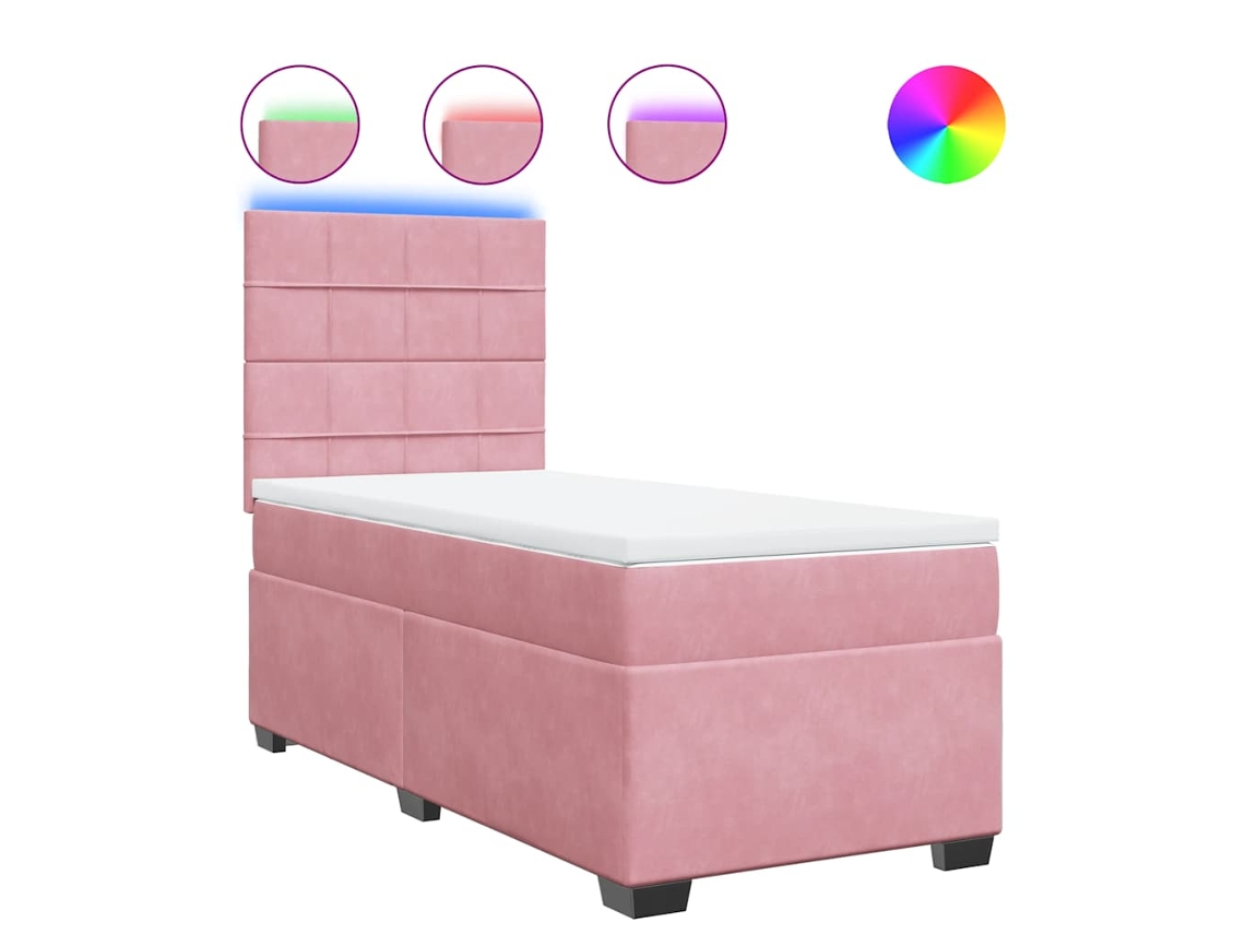 Box Spring Bed, Box Spring Beds Vidaxl Cor-de-rosa Veludo (90 X 190 Cm)