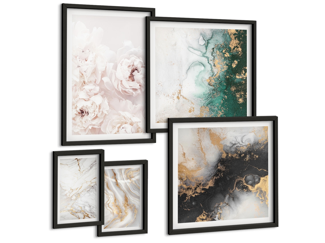 Conjunto De Pinturas Acentos Florais Abstração Elegância Espelharte (5 Peças)