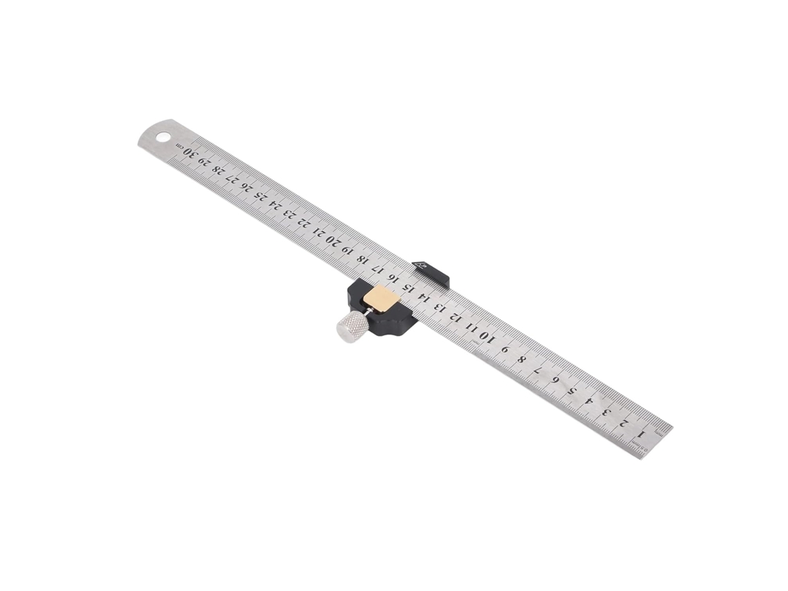 Conjunto De Régua Metal Aço Inoxidável 30 Cm (12 Polegadas) Com Tabela Conversão, Medição Linear