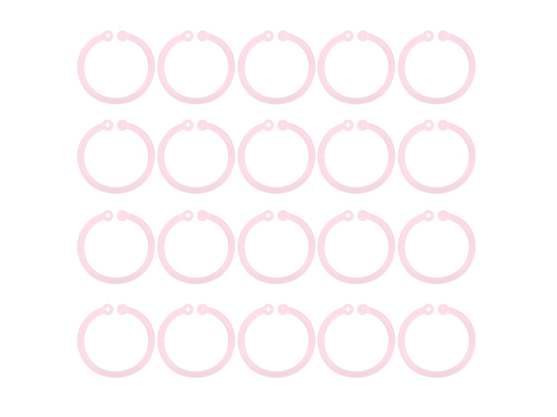 20 Anéis De Plástico Transparente Flexível Para Anéis De Livros, Folhas Soltas, Escola, Lar, Escritório, Rosa
