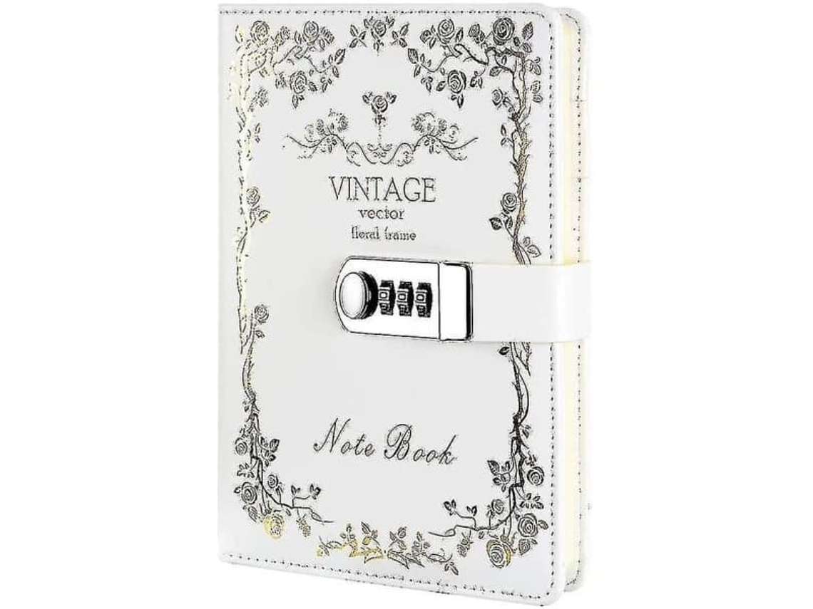 Caderno Com Cadeado De Combinação, Agenda Pessoal, Secreto Em Couro Pu Para Escritório