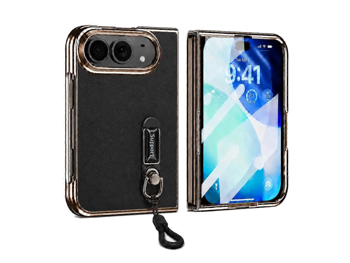 Capa De Celular Retrô Invisível Com Película Integrada E Alça De Pulso Para Iphone Duo