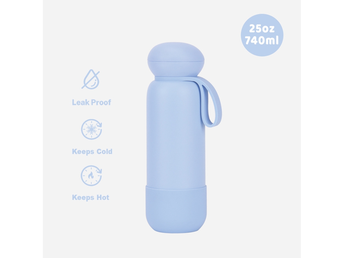Garrafa Térmica Czhhmart, Portátil De Aço Inoxidável, Grande Capacidade Com Alça, 25oz /740ml Azul
