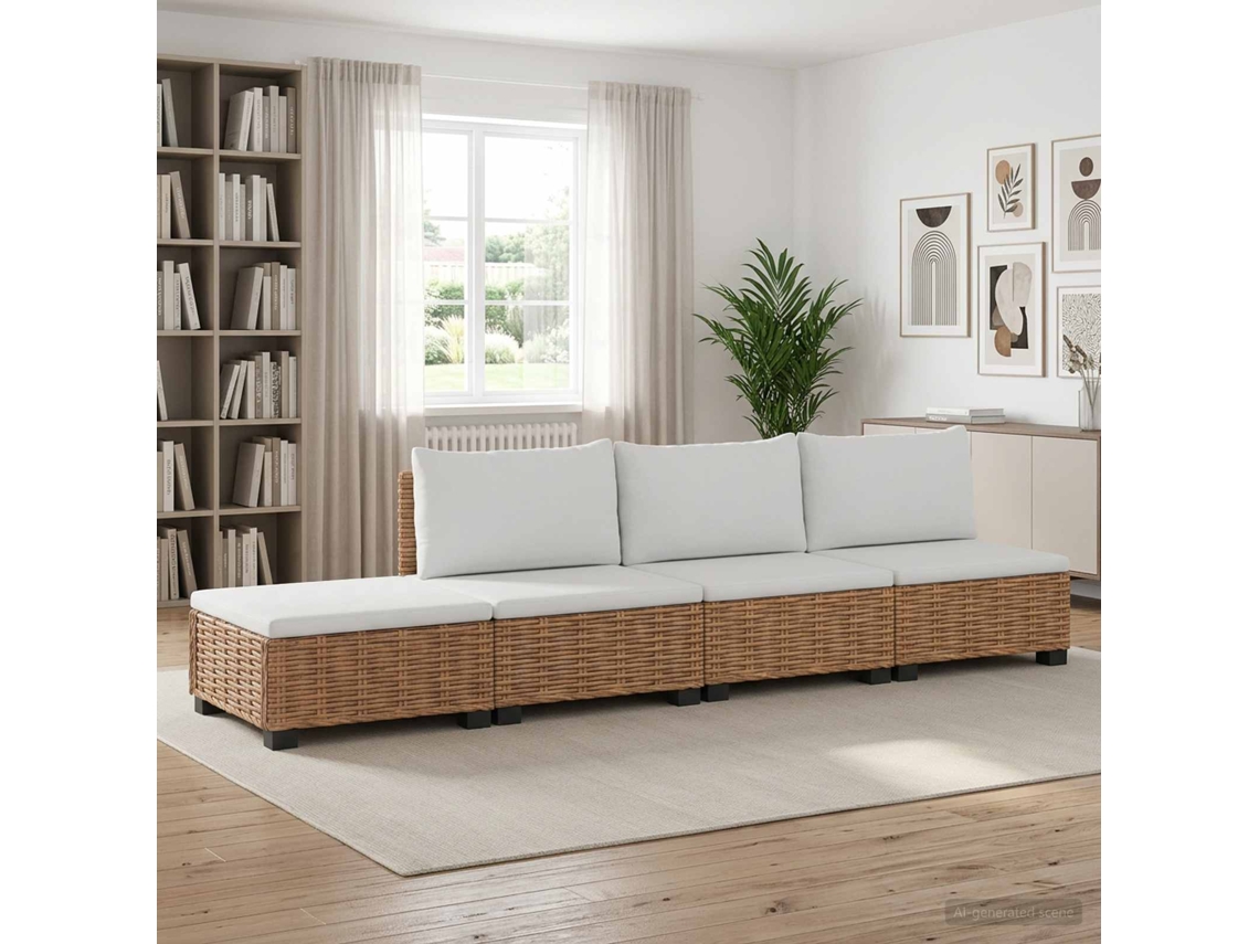 Vidaxl 4 Unid. Conjunto De Lounge Em Rattan Com Almofadas Gendt