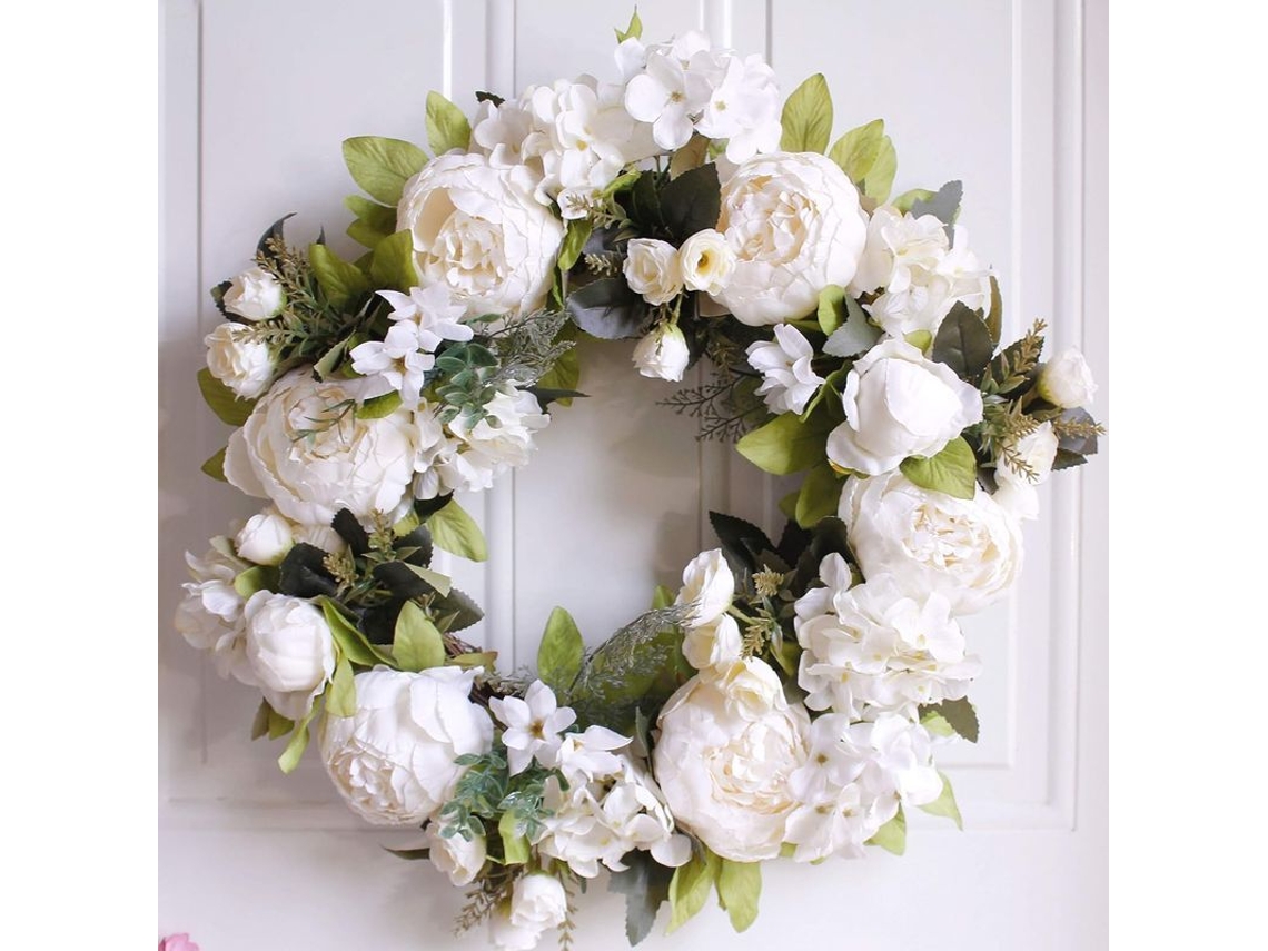 Guirnalda De Peonias Blancas, 17 Polegadas, Para Portão Principal, Decoração De Casa