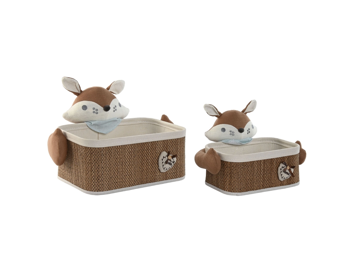 Conjunto De Cestas Home Esprit Azul Castanho 43 X 33 X 32,5 Cm 2 Peças