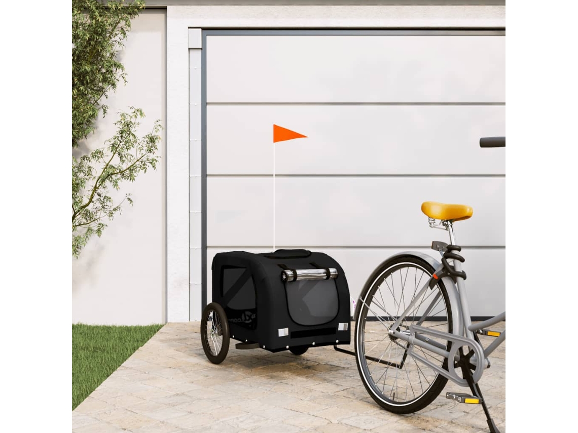 Vidaxl Reboque Bicicleta P/ Animais Tecido Oxford/ferro Preto