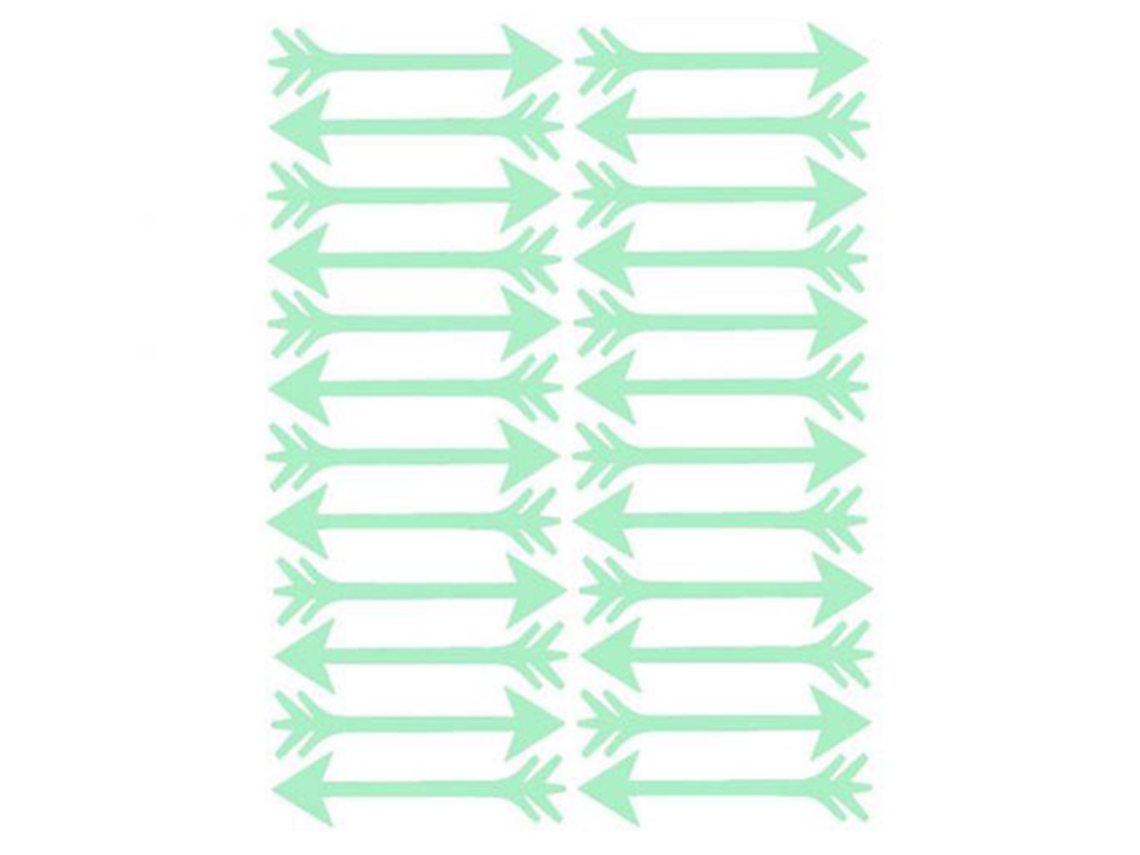 Conjunto 24 adesivos parede luminosos padrão flecha decor quarto infantil PVC removível | S/MARCA