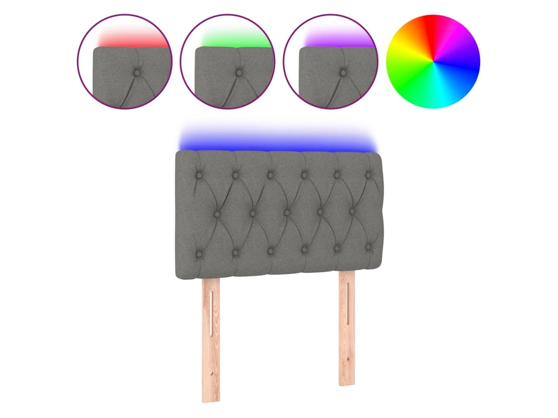 Cabeceira de Cama com Luzes Led Tecido Cinza escuro MAISON EXCLUSIVE (80x7x78 cm)