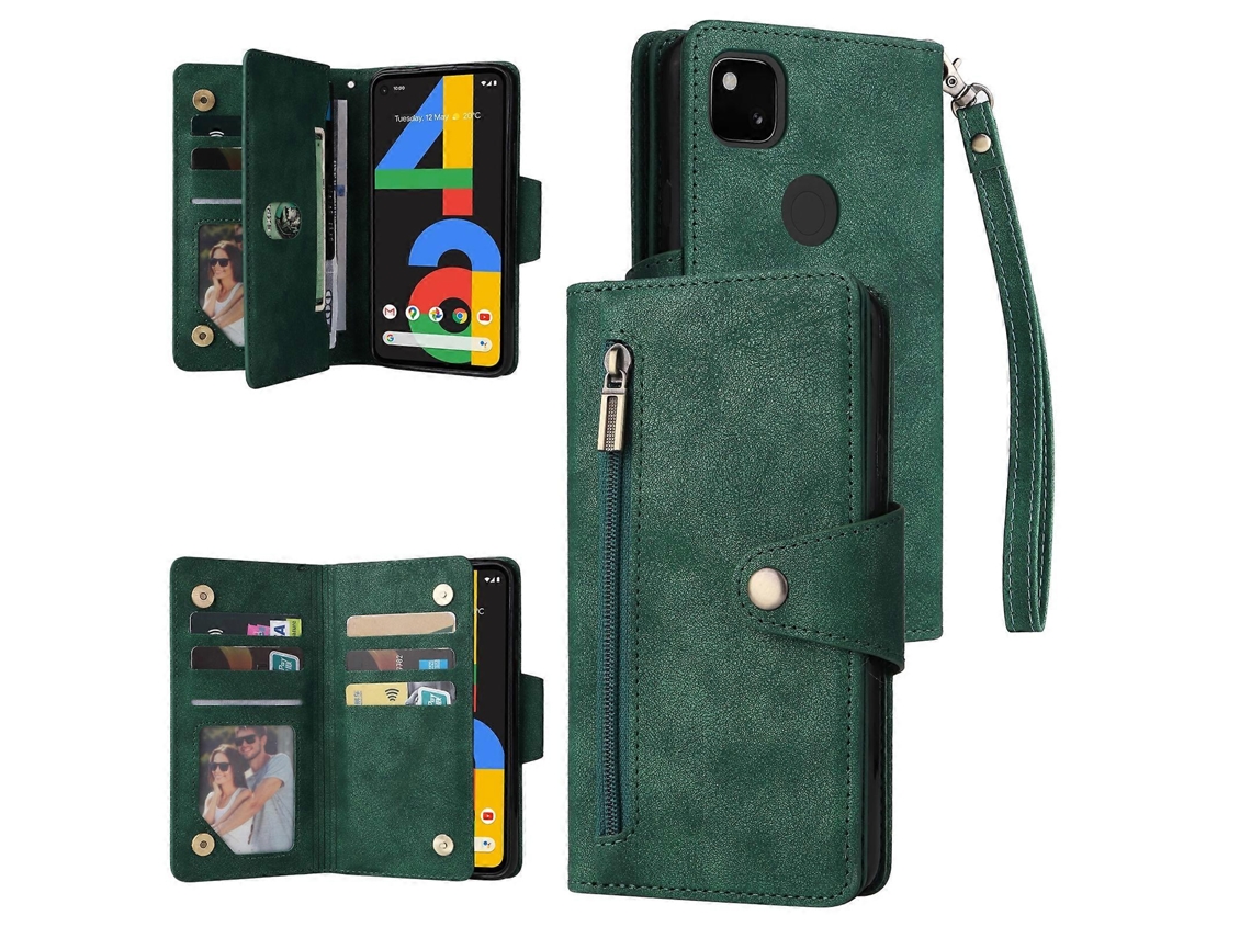 Capa De Couro Com Fivela Rebitada E Três Dobras Para Google Pixel 4a 4g