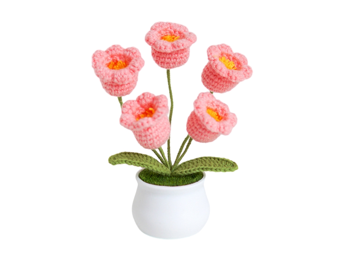 KOFIHETY Vaso De Lírio Do Vale Feito À Mão, Plantas Em Vaso Decorativas Para Casa, Flores Artificiais Arranjos Prontos