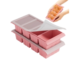 Pack 2 Moldes Silicone Congelar - Forma Silicone - Para Sopas, Molhos E Armazenamento Alimentos - Rosa