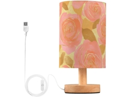 Abajur De Mesa Para Quarto Com Porta Carregamento Usb, Cor Ouro Rosa