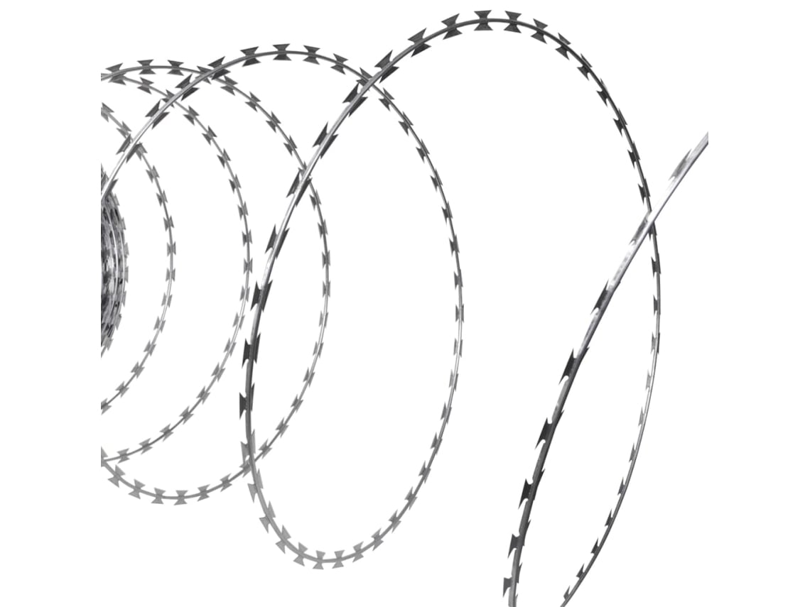 Rolo de arame farpado Concertina em espiral VIDA XL aço galvanizado (60m)