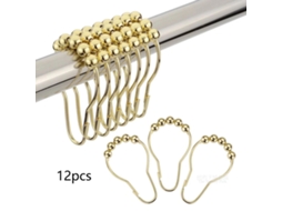 Gancho De Cortina De Metal Inoxidável Com Cinco Contas Em Formato De Cabaça, Para Pendurar Cortina De Chuveiro, Dourado, 12 Unidades. Aquaforge