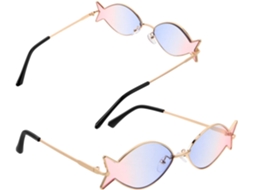 Conjunto De 2 Óculos De Sol Com Armação Irregular De Metal Leve, Proteção Uv E Design Elegante.