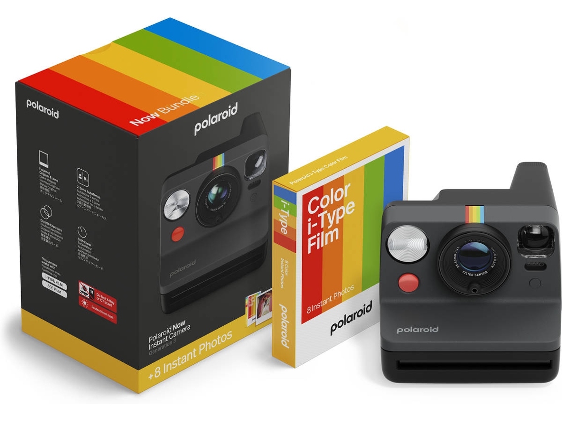 Kit Máquina Fotográfica POLAROID Now Gen 3 (Obturação: 1/200s - 94,96 x 102,35 mm  - Preto)