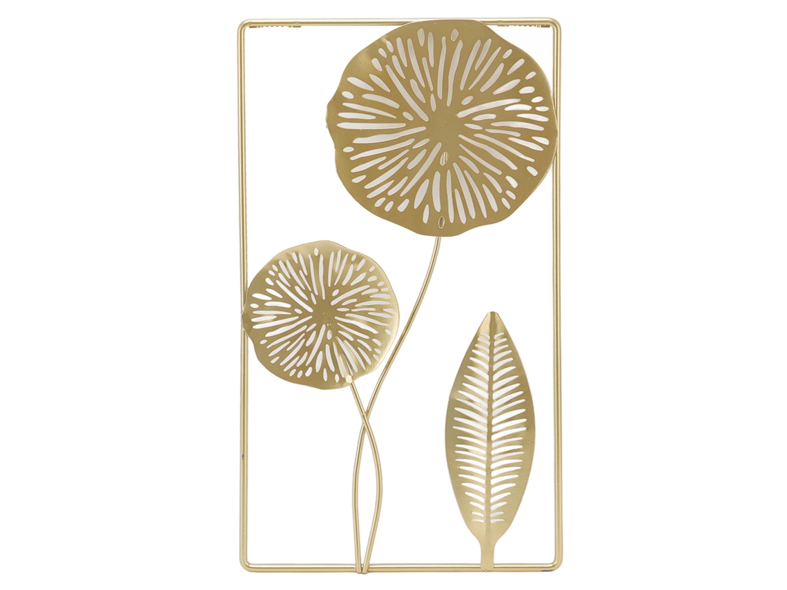 Baok-decoração De Parede Suspensa De Ferro Retangular Com Buraco Flor Dourado Ornamentos Para Sala De Vivo Bar Café Lar